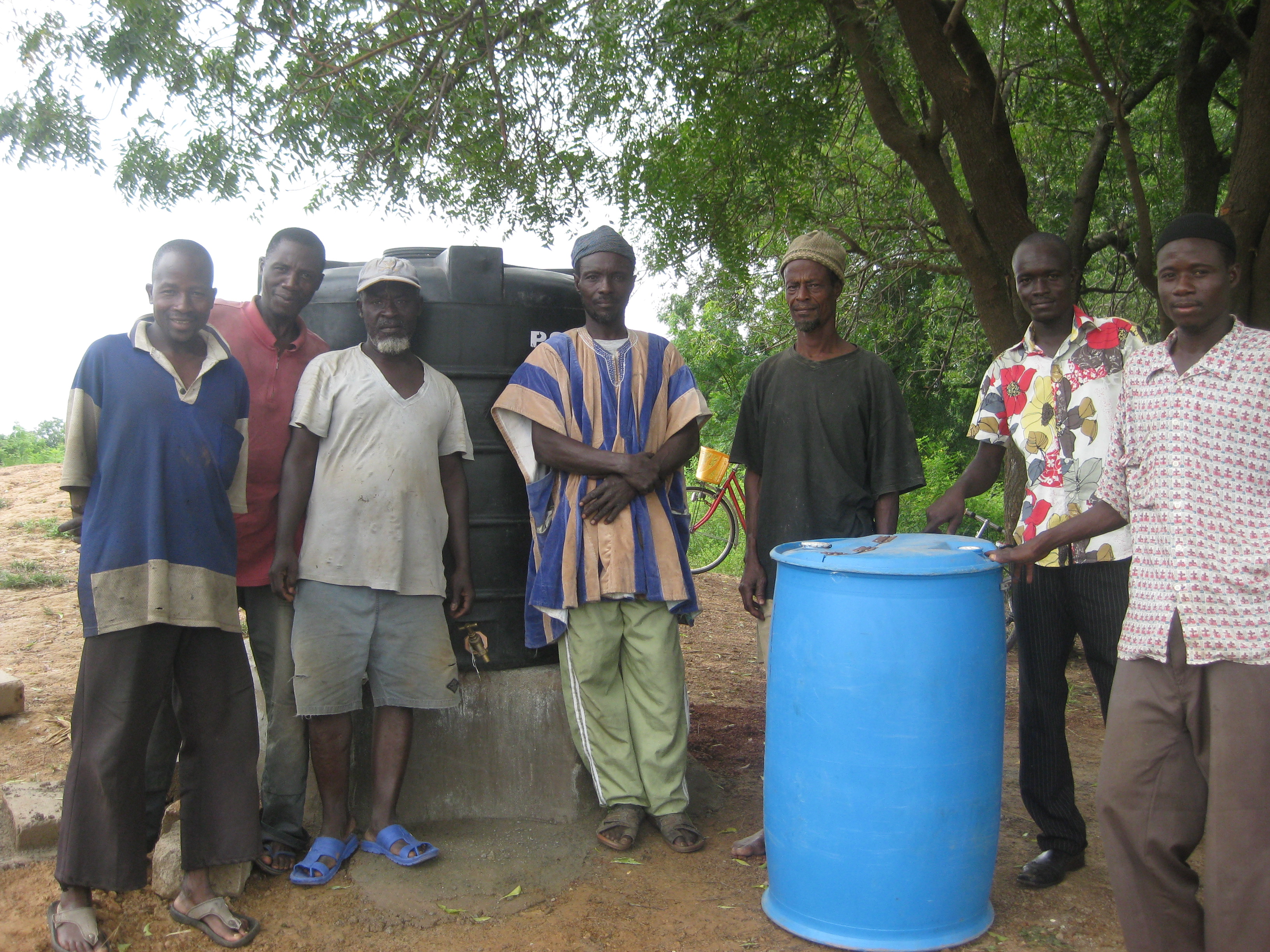 Some of the men from Jarigu who helped set up the water treatment center