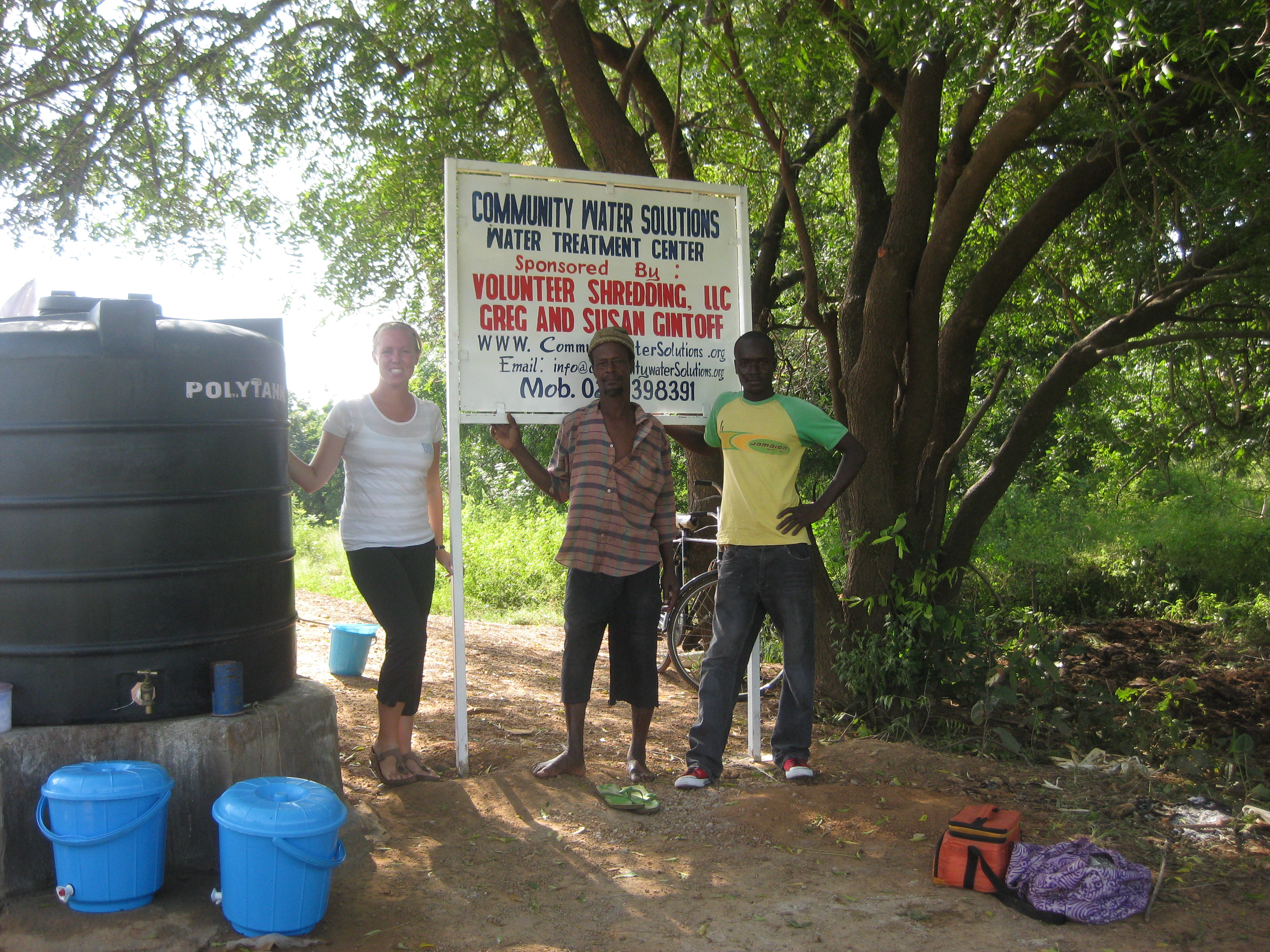 IMG_3809 Me, Alhassan and Peter at the water treatment center in Jarigu. Thank you Volunteer Shredding, LLC!