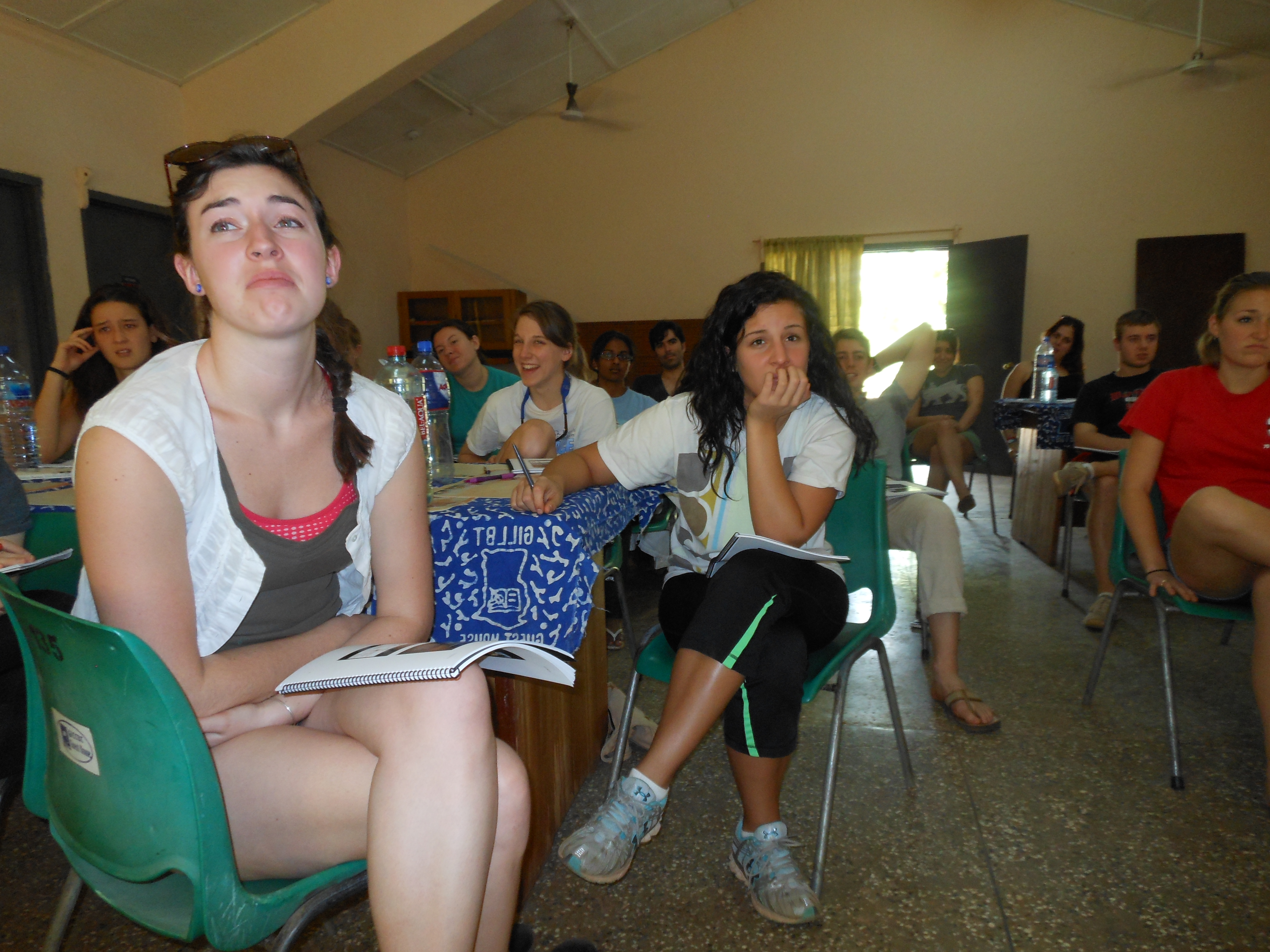 A priceless picture of faces as Kristen goes into detail about water related diseases