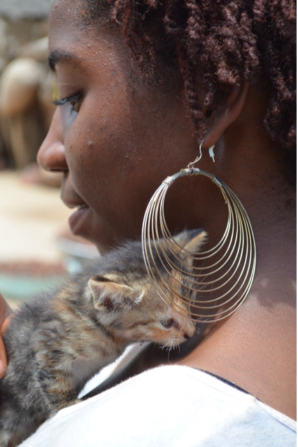 Ayodele with a kitten
